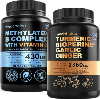 MEDCHOICE 4-in-1 Turmeric Supplement and 9-in-1 Vitamin B Complex Set