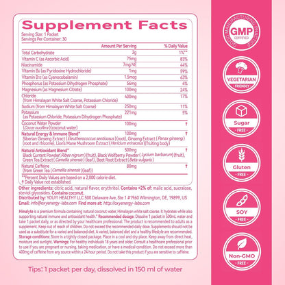 OxyEnergy Electrolytes Packets Powder, Daily Hydration Packets, Sugar Free | Instantly Hydrating & Party Recovery | Plant Based | Keto Friendly | Vegan, Lemon Drink Mix (30 Servings)