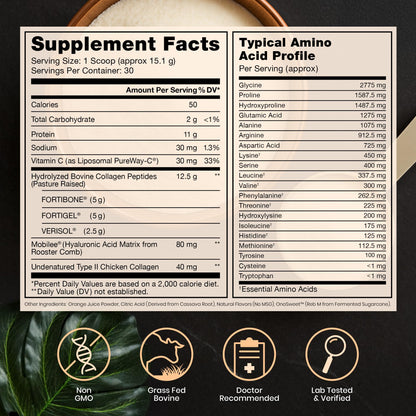 Pure Therapro Rx TriActive Collagen Plus, Collagen Powder for Hair, Skin, Nails, Bones & Joints, Hydrolyzed Collagen Powder w/Patented Peptides, Multi Collagen Protein Powder (Unflavored)