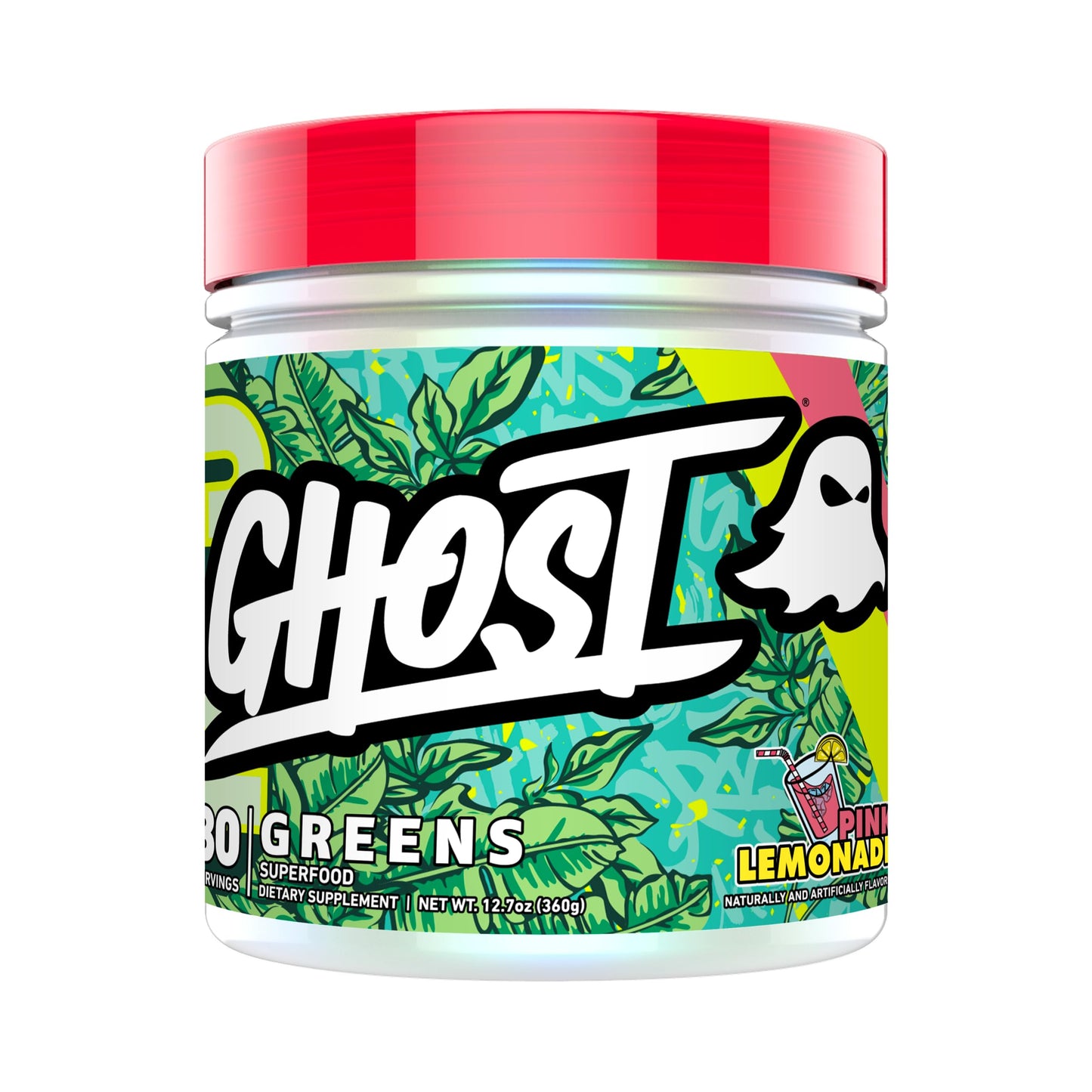 GHOST Greens Powder, Guava Berry - 30 Servings - 19 Superfood Greens & Reds Powder, Fruits, Vegetables, Spirulina, & Chlorella, Prebiotics, 10 Billion CFU Probiotic & Digestive Enzymes - Gluten-Free