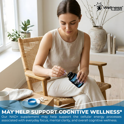 Wellness LABSRX Liposomal NAD Supplement, 1500mg - NAD Resveratrol Supplement for Women and Men, NAD+ Support Cellular Health, Energy & Anti Aging - 90 Count