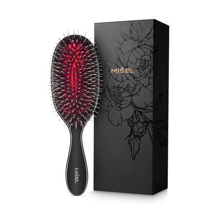 MISEL Professional Boar Bristle Hair Brush for Women and Men | Detangles All Natural 