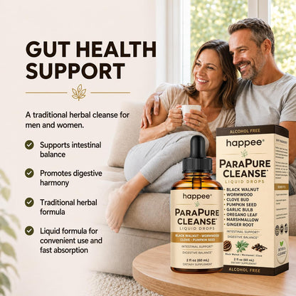 Happee ParaPure Cleanse for Humans Wormwood Black Walnut Clove 2 Fl. Oz | All-in-One Herbal Liquid Drops - Detox Support, Intestinal Guard, Gut Health & Microbiome Support, 60 Day Supply