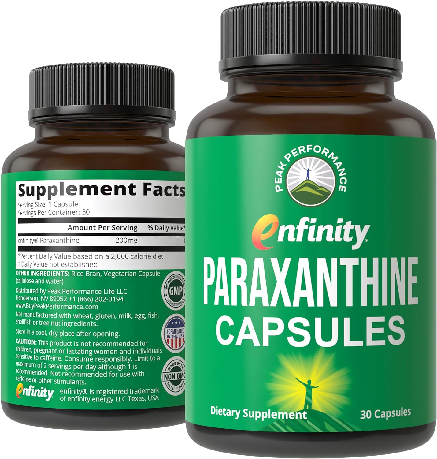Paraxanthine Capsules for Clean, Jitter Free Energy - Enfinity Supplement - Known for Focus, Concentration, and Productivity - Plus Great for A Pre Workout - Nootropic Pills for Men & Women