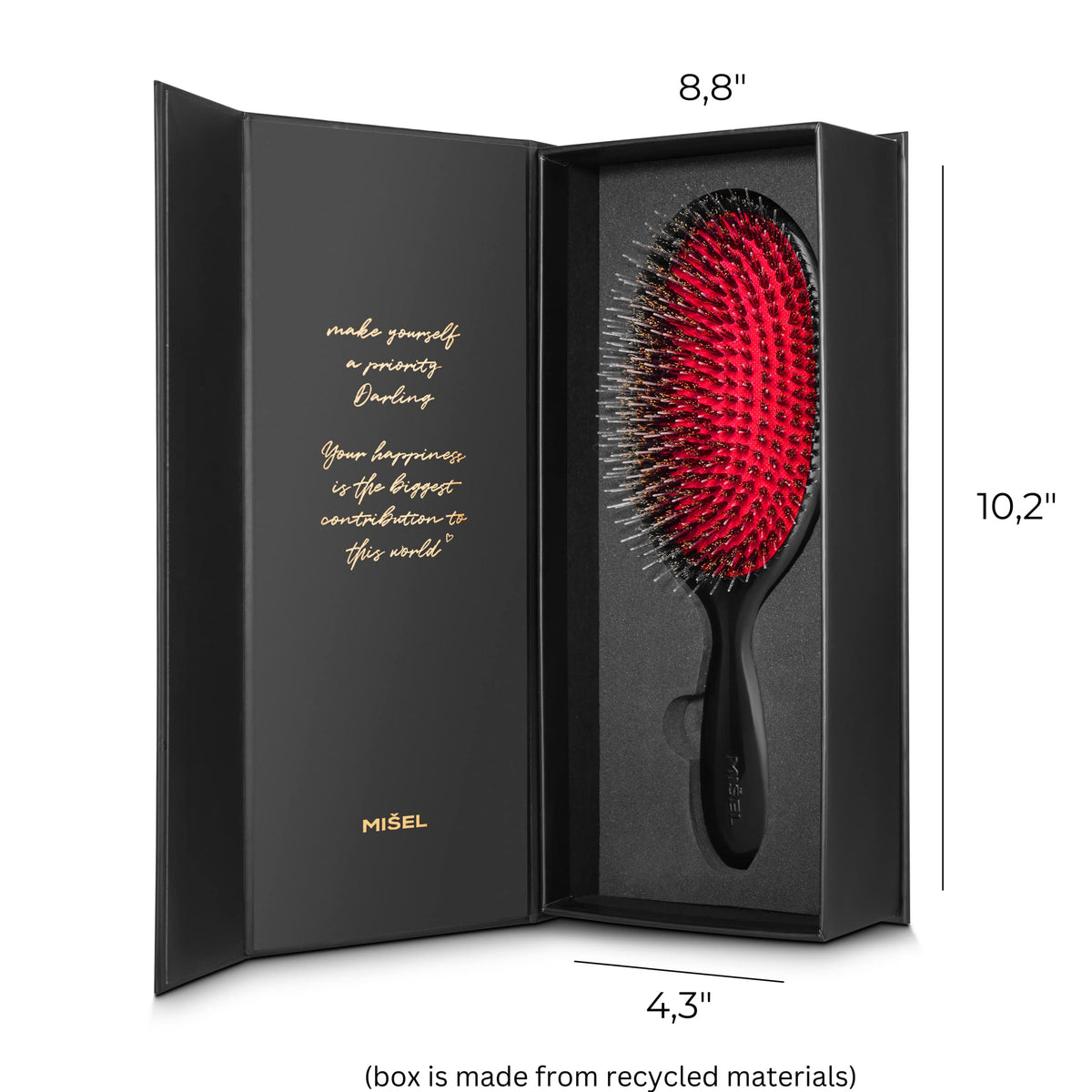 MISEL Professional Boar Bristle Hair Brush for Women and Men | Detangles All Natural