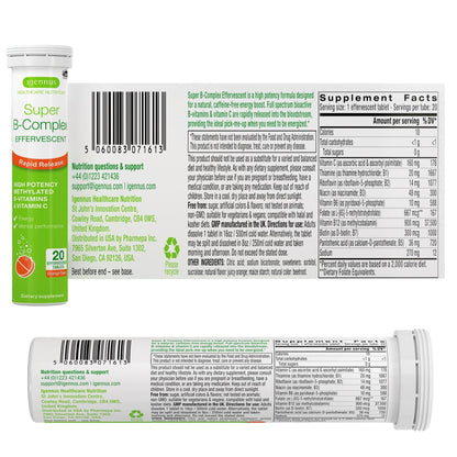 Igennus High Absorption Super B-Complex Methylated & Active B Vitamins | Sustained Release, Clean Label, Energy, Mood & Cognitive Performance, Methylfolate & Methyl B12, Lab Verified, 60 Tablets