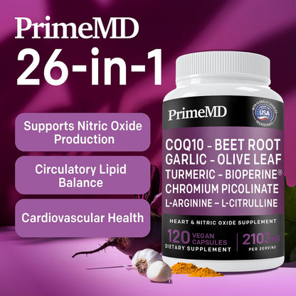 26-in-1 Nitric Oxide Supplement - Blood Pressure Supplements for Heart Health with Coq 10