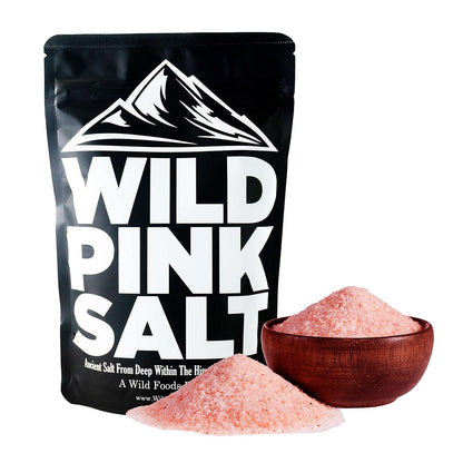 Wild Foods Pink Himalayan Salt (16oz) and Vanilla Bean Powder (1oz) Bundle for Cooking and Baking