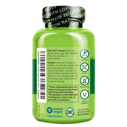 NATURELO Vegan Zinc Immune Support Capsules - Whole Food Complex with Vitamin C for Healthy Skin, Hair, and Nails - 120 Capsules