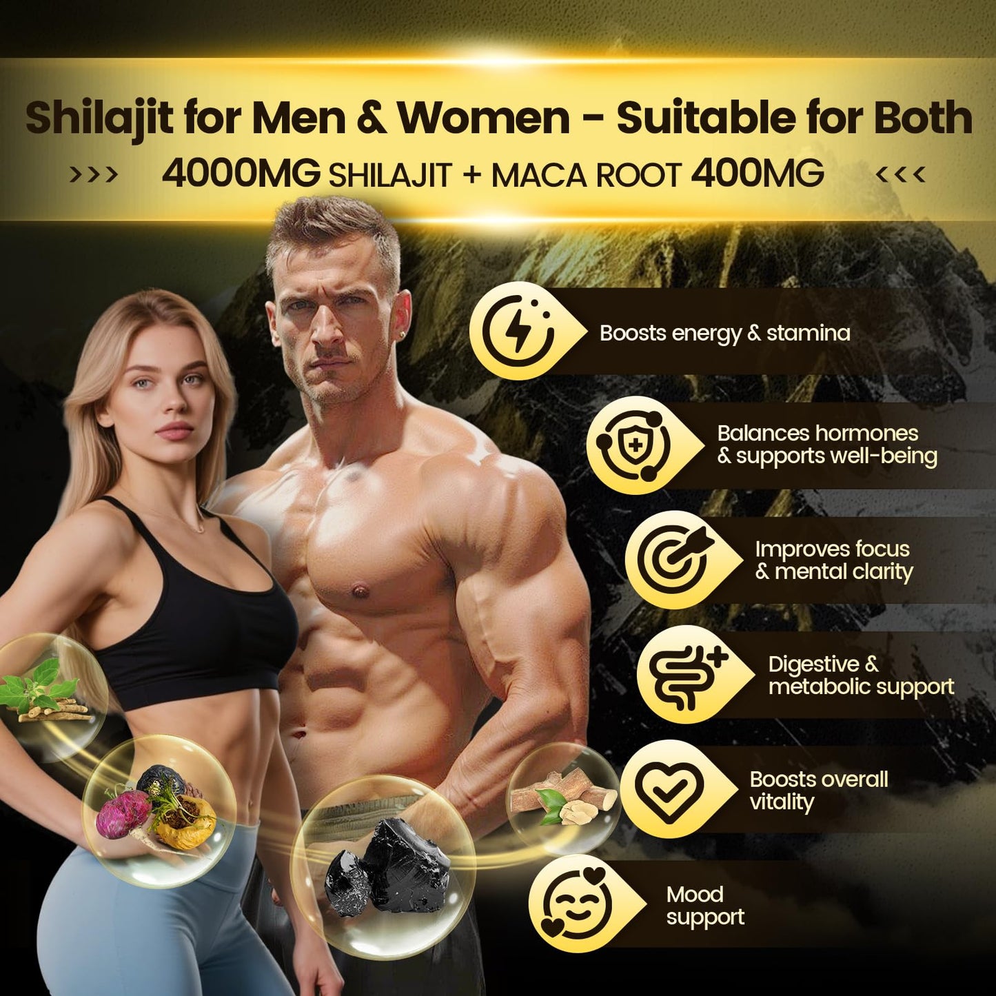 VivoNu Shilajit* Gummies,Pure Himalayan* micronutrient Supplement, Himalayan Premium Ingredient with Shilajit, Ashwagandha, Gokshura, Fulvic Acid & 85+ Trace Minerals I for Men & Women (4000MG/1 Bag)