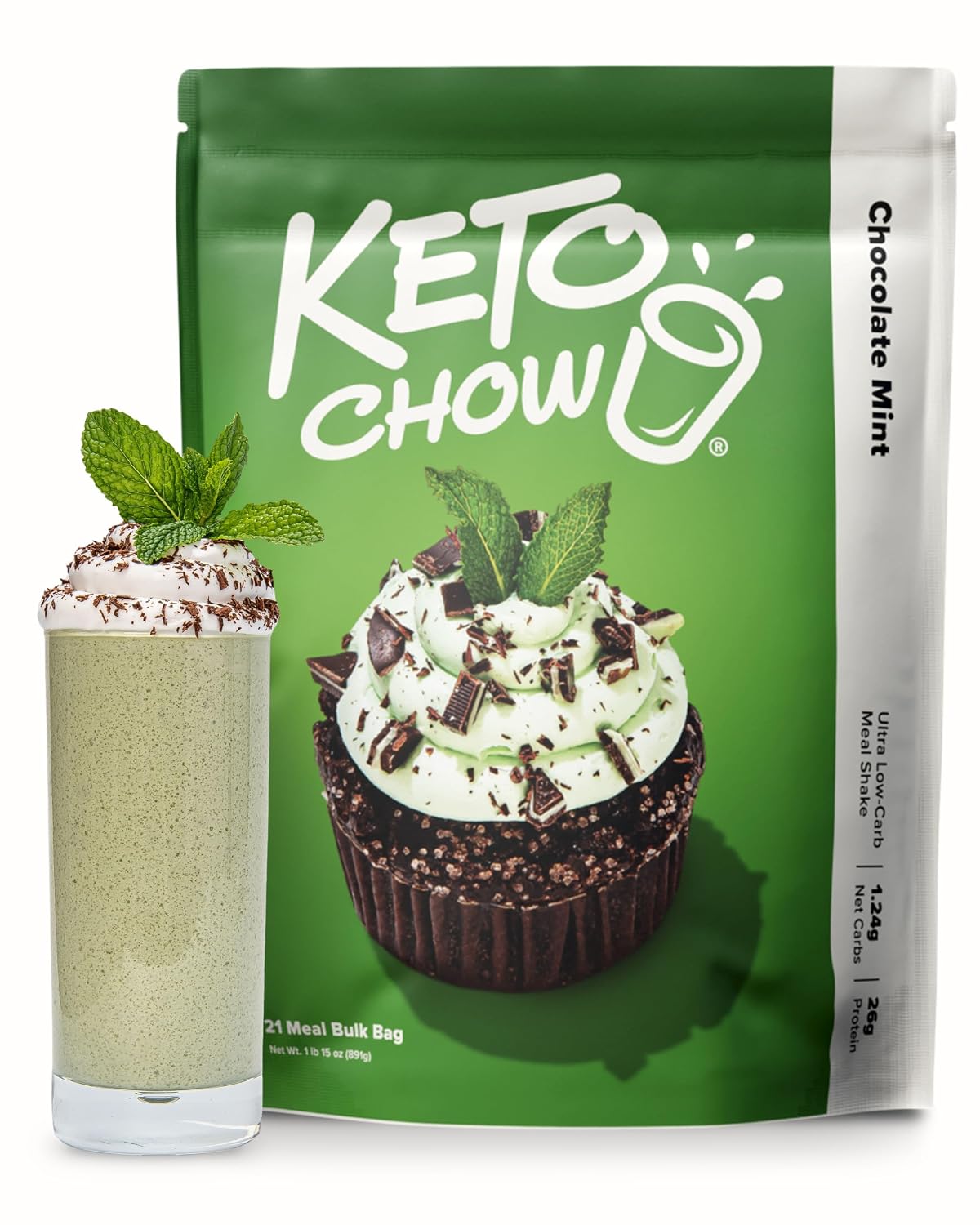 Keto Chow Chocolate Meal Replacement Shake Powder, 21 Meals