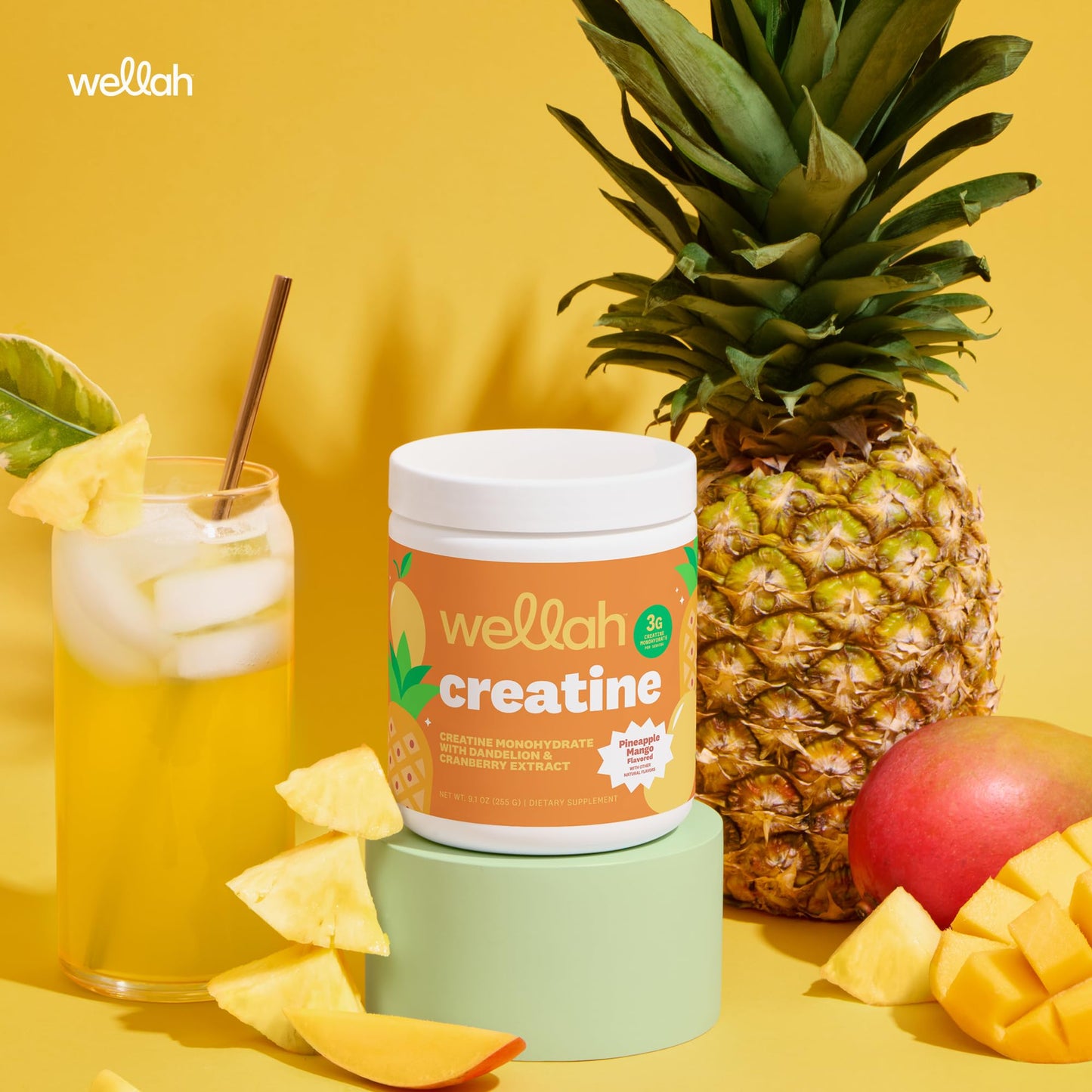 Wellah Creatine for Women - Creatine Monohydrate with Dandelion & Cranberry Extract (50 Servings, Strawberry Lemonade) | Creatine Monohydrate with Dandelion & Cranberry Extract