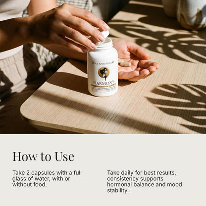 Harmony Menopause Support for Peri + Meno + Post - Mood, Energy, Stress, Hot Flashes, Night Sweats, Sleep & Cortisol - Vitex 300mg Maca Root 400mg Ashwagandha - 60 Count