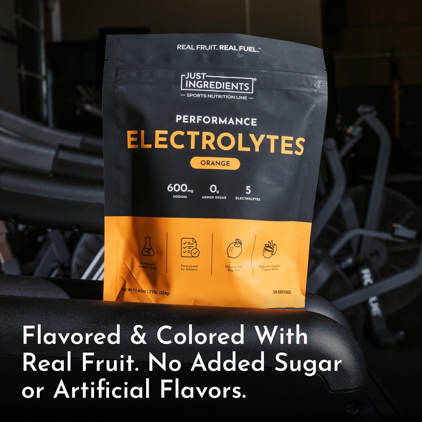 JUST INGREDIENTS Performance Electrolytes Powder Lemon Lime, 600mg Sodium with Organic Coconut Water, 30 Servings, Naturally Sweetened with Monk Fruit and Stevia, Flavored with Real Fruit, Non-GMO