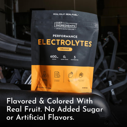 JUST INGREDIENTS Performance Electrolytes Powder Lemon Lime, 600mg Sodium with Organic Coconut Water, 30 Servings, Naturally Sweetened with Monk Fruit and Stevia, Flavored with Real Fruit, Non-GMO