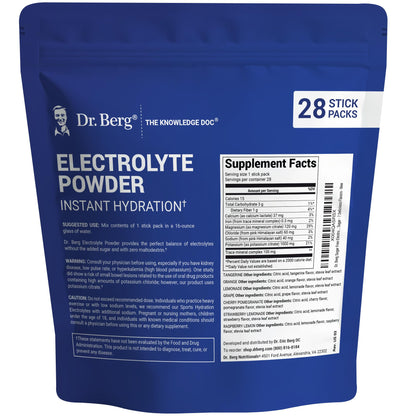 Dr. Berg Sugar Free Electrolyte Powder Packets (Variety Pack) - Daily Electrolyte Drink Mix - 28 Total Hydration Pouches Sugar Free - Keto Electrolytes Powder Packets No Sugar - 7 Delicious Flavors