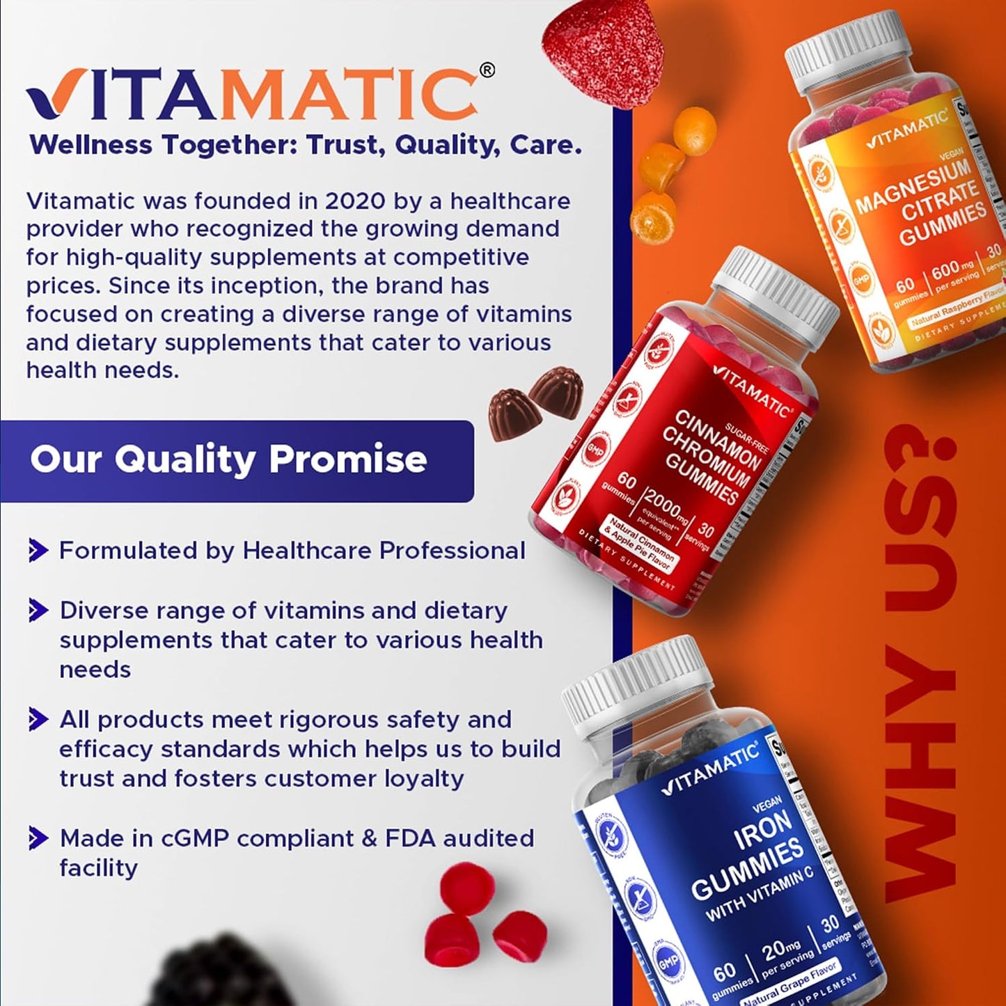 Vitamatic Sugar Free Melatonin 60 mg Per Serving - 60 Vegetarian Gummies | Non-Habit Forming High Potency Melatonin Supplement