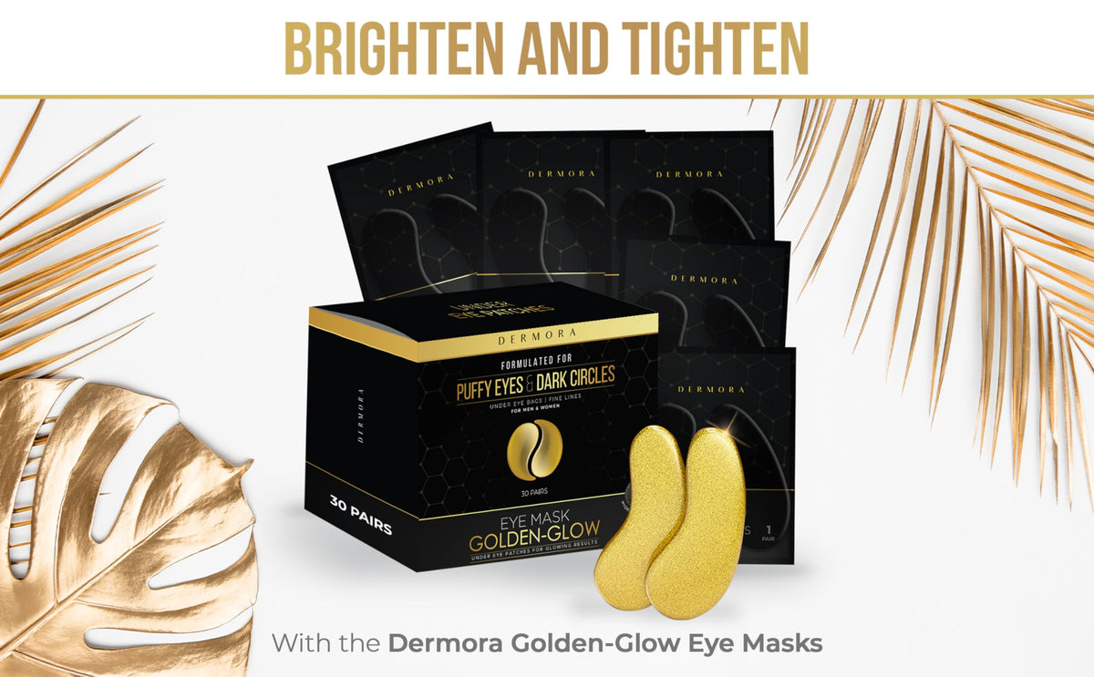 DERMORA Golden Glow Under Eye Patches (30 Pairs Eye Gels) - Rejuvenating Treatment