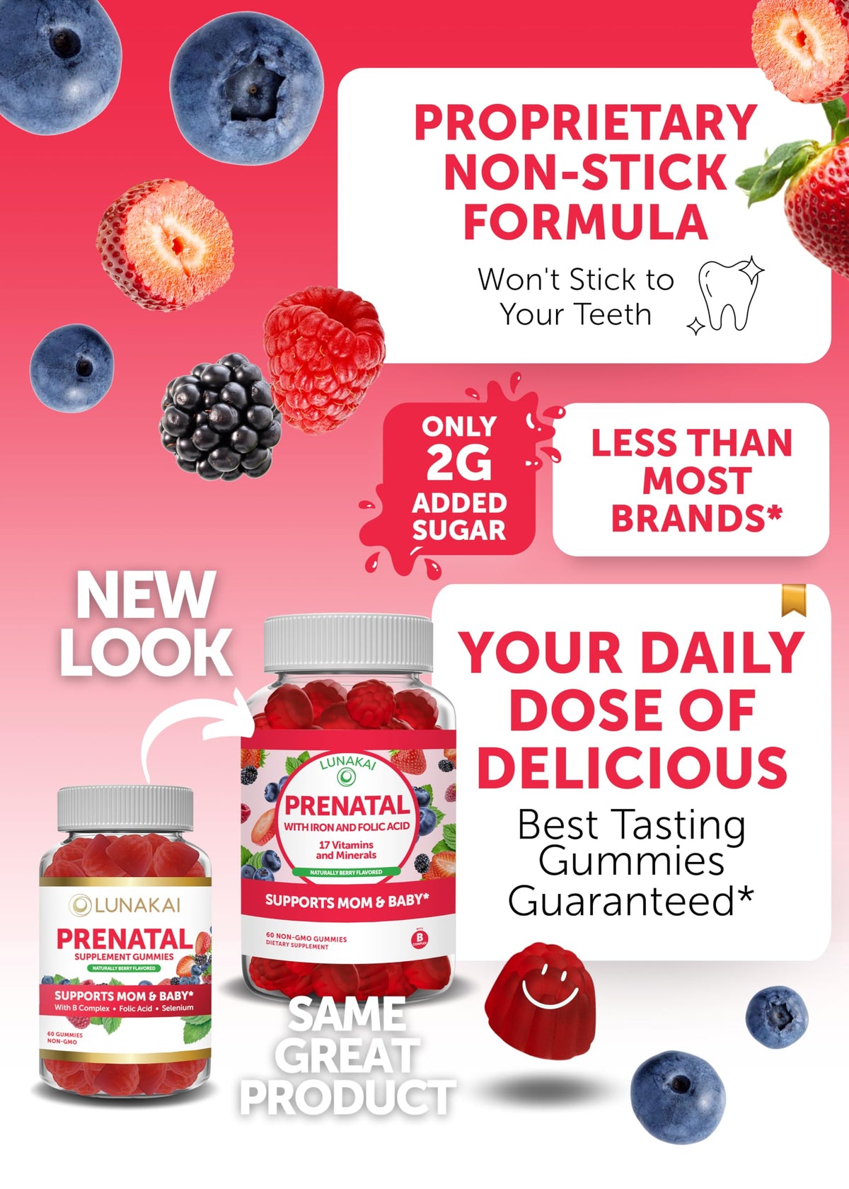 Prenatal Vitamins and Vitamin D3 Gummies Bundle - with Iron and Folic Acid, Chewable Multivitamin