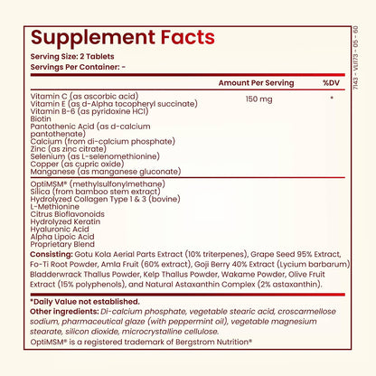 Hair Skin Nails Vitamins - Biotin + Collagen Supplement, Vitamin C&E Complex for Healthy Hair Growth, Strong Nails & Glowing Skin - Premium Beauty Support Supplement for Women & Men