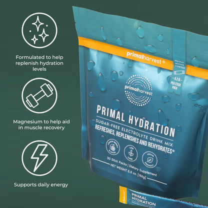 Primal Harvest Hydration - Electrolytes Sticks, Lemon Berry Flavor, Vegan