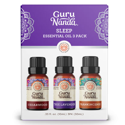GuruNanda Sleep Essential Oil Set (Pack of 3 x 0.34 Fl Oz) - 100% Pure, Natural & Undiluted 