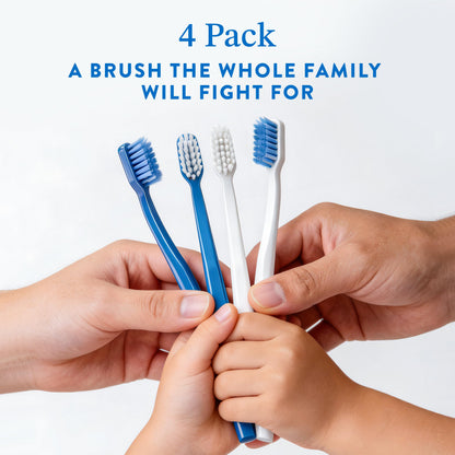 Mouthology Nano Silver Ultra Soft Toothbrush Adults - Manual Extra Tooth Brush Sensitive Gums Teeth - White Handle Bristles