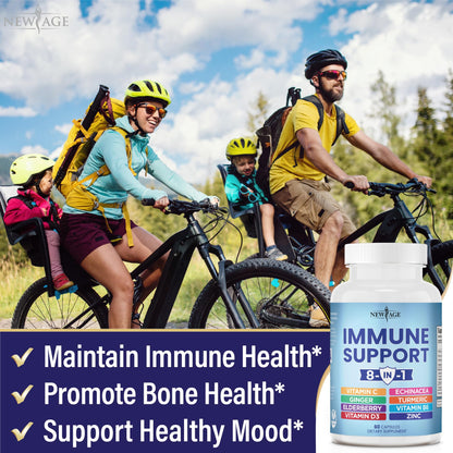 NEW AGE 8 in 1 Immune Support Booster Supplement with Echinacea, Vitamin C