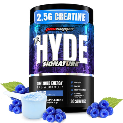 ProSupps Mr. Hyde Signature Pre Workout Powder with Creatine, Beta Alanine & Caffeine - Performance, Energy & Endurance - Clean Fitness & Gym Supplements for Men & Women (Blue Razz, 30 Servings)
