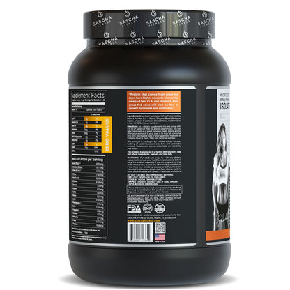 SASCHA FITNESS Hydrolyzed Whey Protein Isolate,100% Grass-Fed ,2.3 Pounds