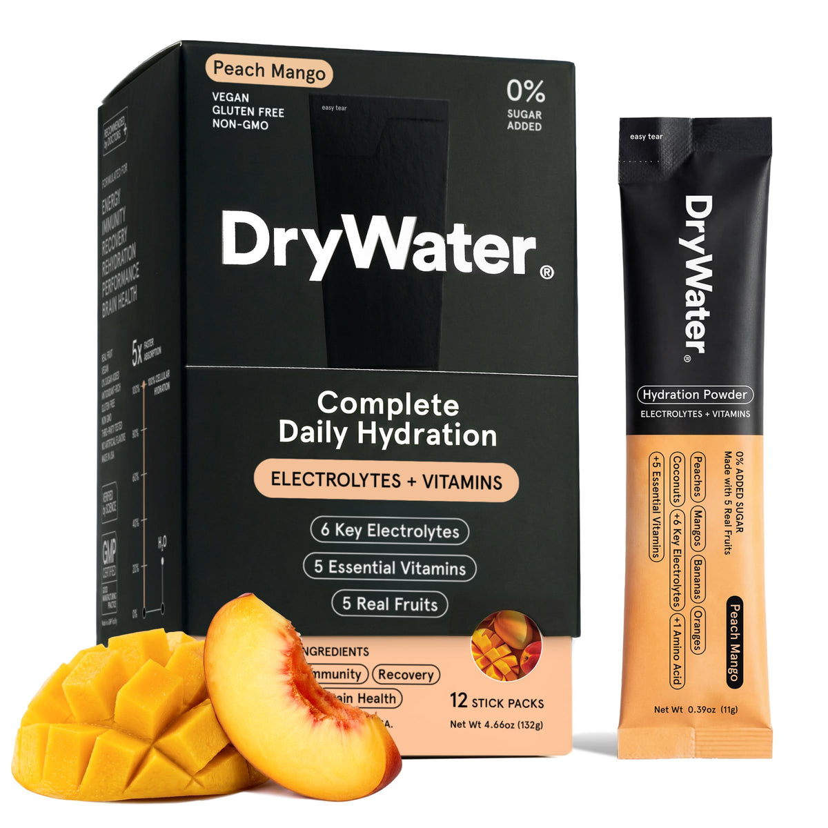 DryWater Electrolytes + Vitamins Hydration Packets, Mixed Berry 12 Pack