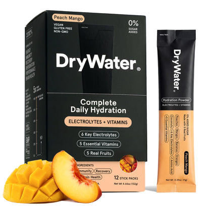 DryWater Electrolytes + Vitamins Hydration Packets, Mixed Berry 12 Pack