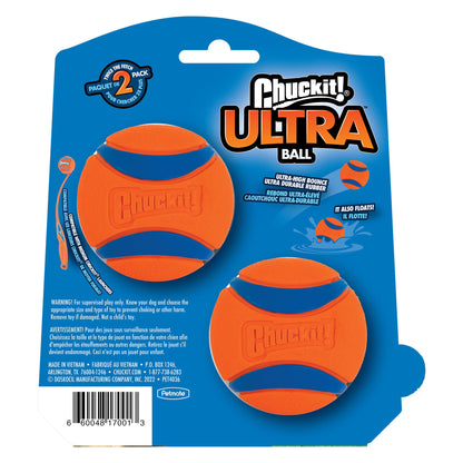 Chuckit! Ultra Ball Dog Toy - Medium Bouncy Fetch Balls For Dogs 20-60 lbs - Made from Durable Rubber - Floating Water Pet Toys - Size Medium - 2.5-inch Diameter - Pack of 2 | Bouncy durable rubber design for pups 20-60 lbs, high bounce action for active