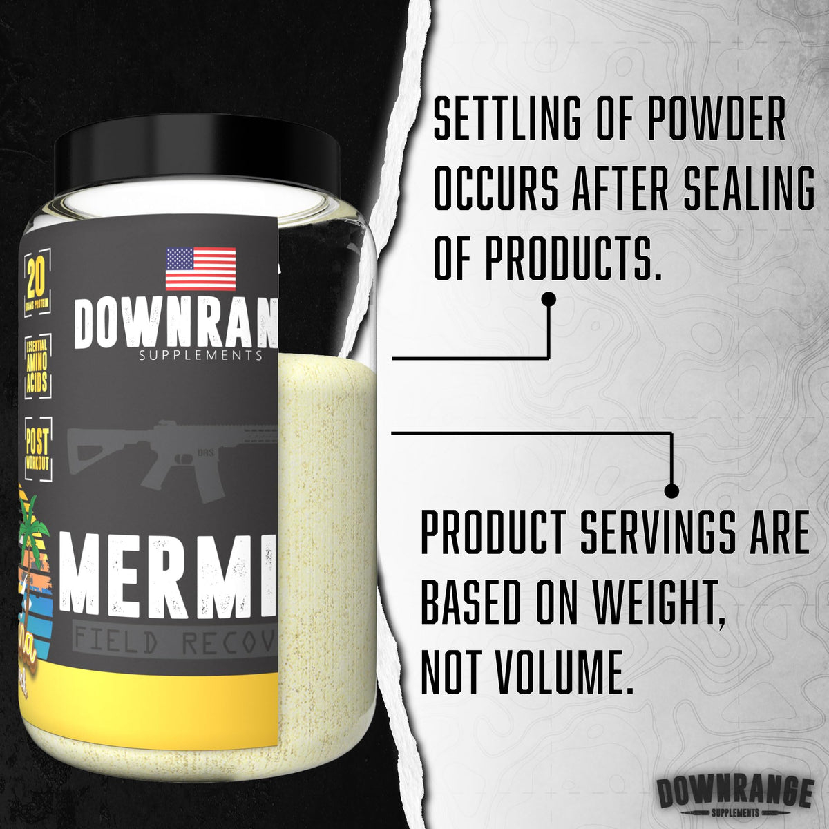 DownRange Supplements Mermite Whey Protein Powder, Post Workout Muscle Recovery