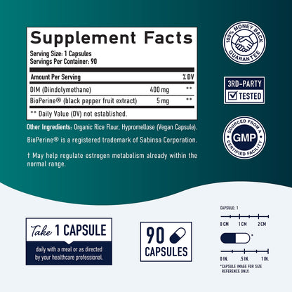 Extra Strength DIM Supplement 400MG | Hormone Balance & Estrogen Metabolism for Men and Women