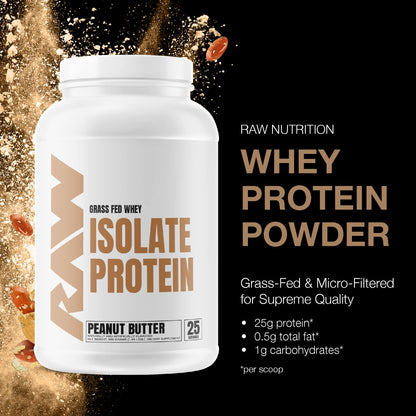 RAW Whey Isolate Protein Powder, Dark Chocolate - 100% Grass-Fed Sports Nutrition Whey Protein Powder for Muscle Growth & Recovery - Low-Fat, Low Carb, Naturally Flavored & Sweetened - 25 Servings