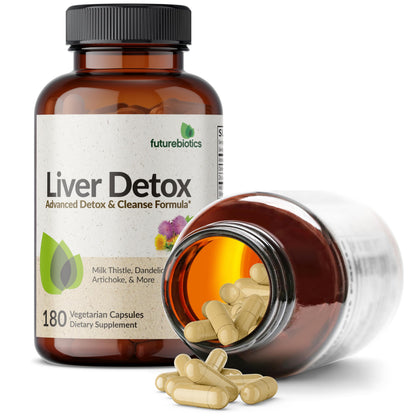 Futurebiotics Liver Detox Advanced Detox & Cleanse Formula Supports Healthy Liver Function with Milk Thistle, Dandelion Extract, Turmeric, Artichoke Leaf, & More, Non-GMO, 60 Vegetarian Capsules