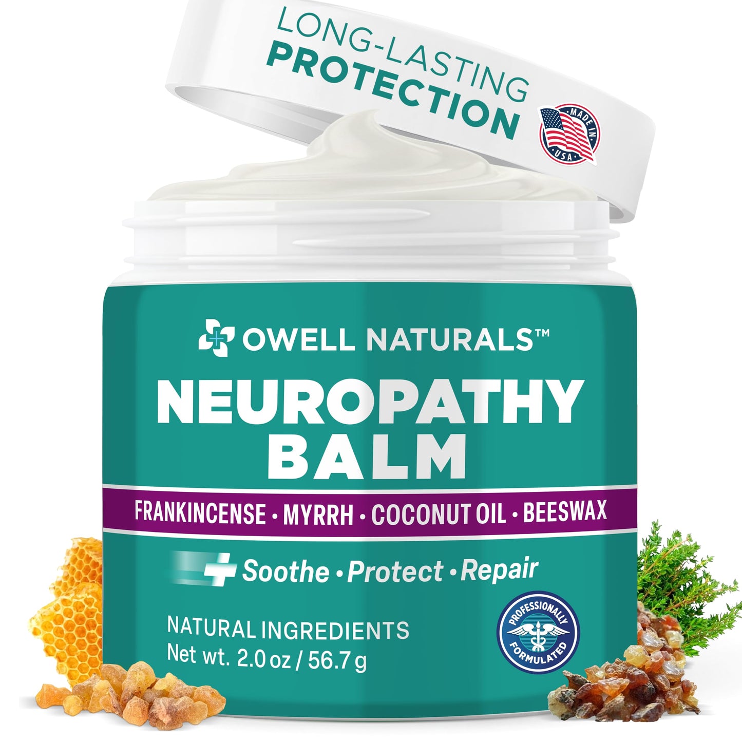 Owell Naturals Neuropathy Cream Extra Strength – Fast Absorbing Cooling for Leg, Feet & Hands – Advanced Soothing Formula with Aloe Vera, Arnica, MSM & Vitamin B6 – Made in USA, 2 fl oz