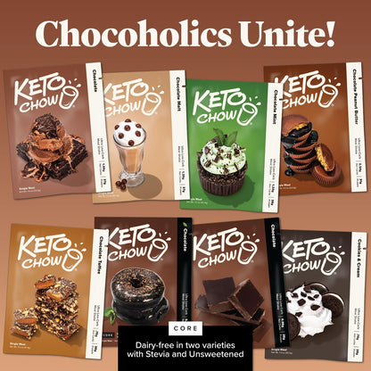 Keto Chow Chocolate Mint | Keto Meal Replacement Shake | Nutritionally Complete | Low Carb | Delicious Easy Meal Substitute | You Choose The Fat | 21 Meal Bulk Pack