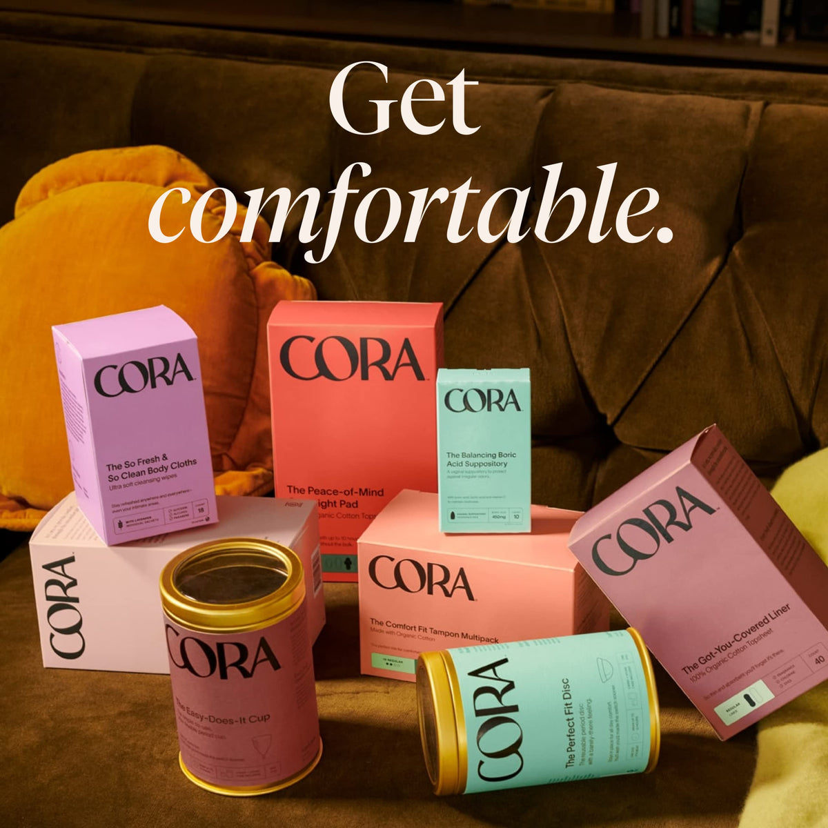Cora Period Long Liners | 100% Organic Cotton Topsheet | Ultra Thin, Quick Absorbency