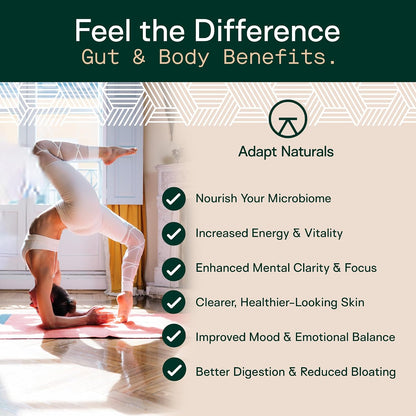 Adapt Naturals 4-in-1 Biome Protect Prebiotics, Probiotics, Postbiotics | & Polyphenols Supplement for Microbiome - Supports Immune & Gut Health, & Mental Clarity for Women & Men - 30 Day Supply