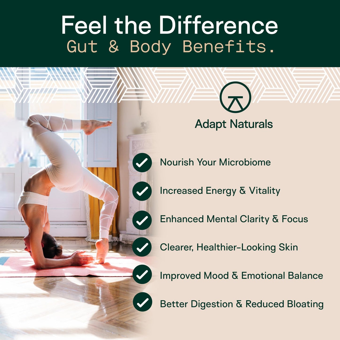 Adapt Naturals 4-in-1 Biome Protect Prebiotics, Probiotics, Postbiotics | & Polyphenols Supplement for Microbiome - Supports Immune & Gut Health, & Mental Clarity for Women & Men - 30 Day Supply