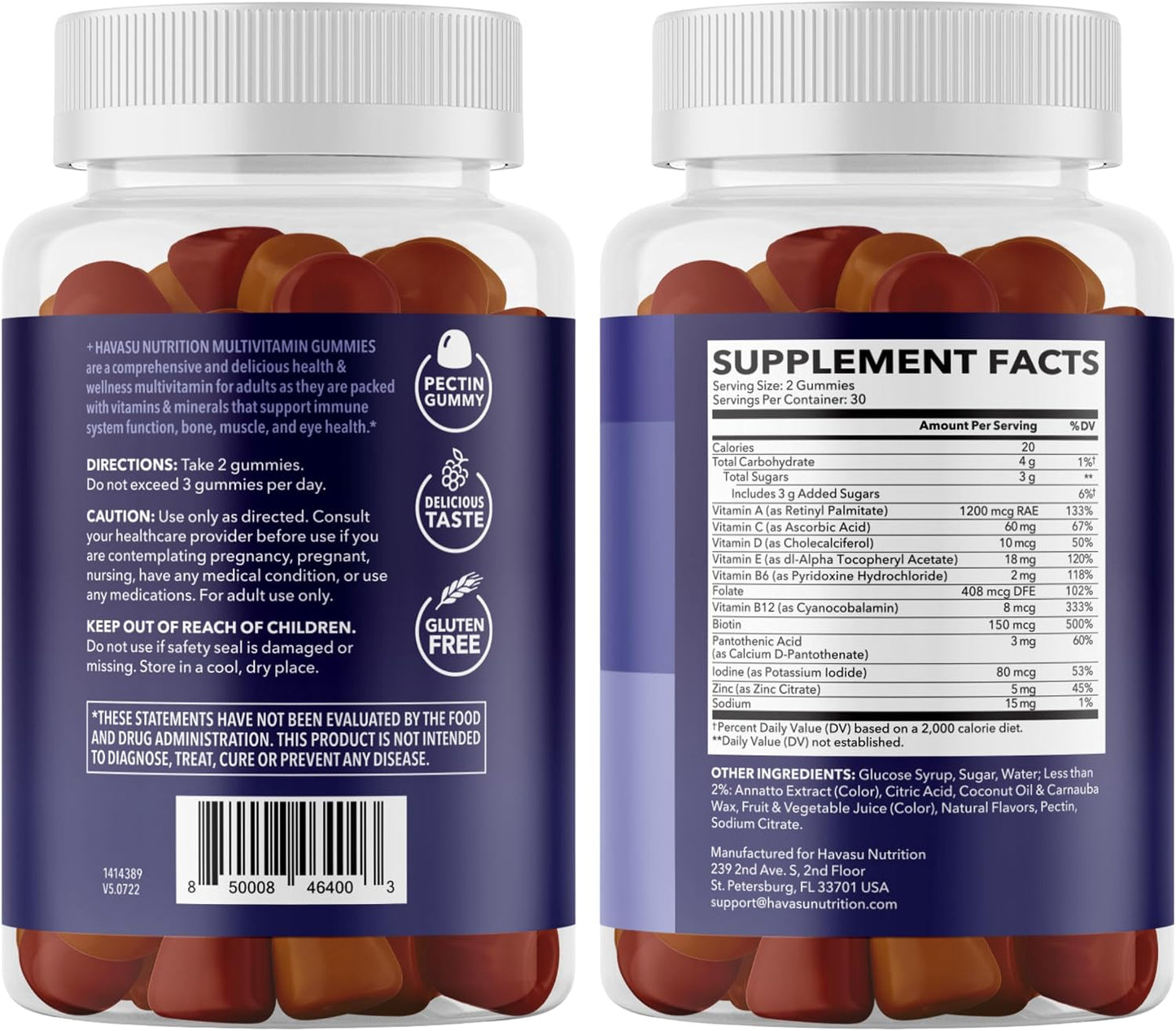 Multivitamin Gummies for Adults, Mixed Berry, 60 Count, 30 Day Supply | Multivitamin Gummies for Men and Women with Vitamins and Minerals Zinc, Vitamin C, Vitamin D, Daily Defense, 30 Servings