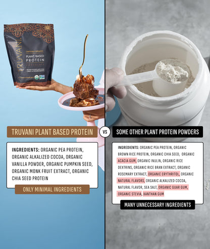 Truvani Organic Plant Based Protein Powder | Strawberry | 10 Servings | Vegan | 20g Pea Protein | Single Serving Travel Packets | Keto | Gluten & Dairy Free | Low Carb