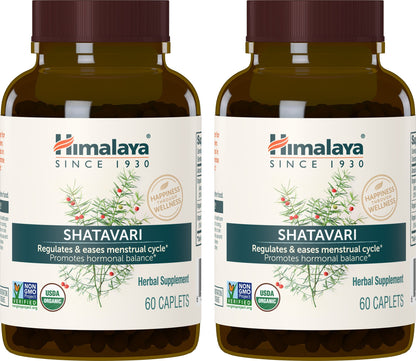 Himalaya USDA Organic Shatavari Capsules - Shatavari Capsules for Women, Promotes Hormone Balance and Menstrual Cramp Relief - Vegan, Gluten Free, 1300 mg, 60 Caplets