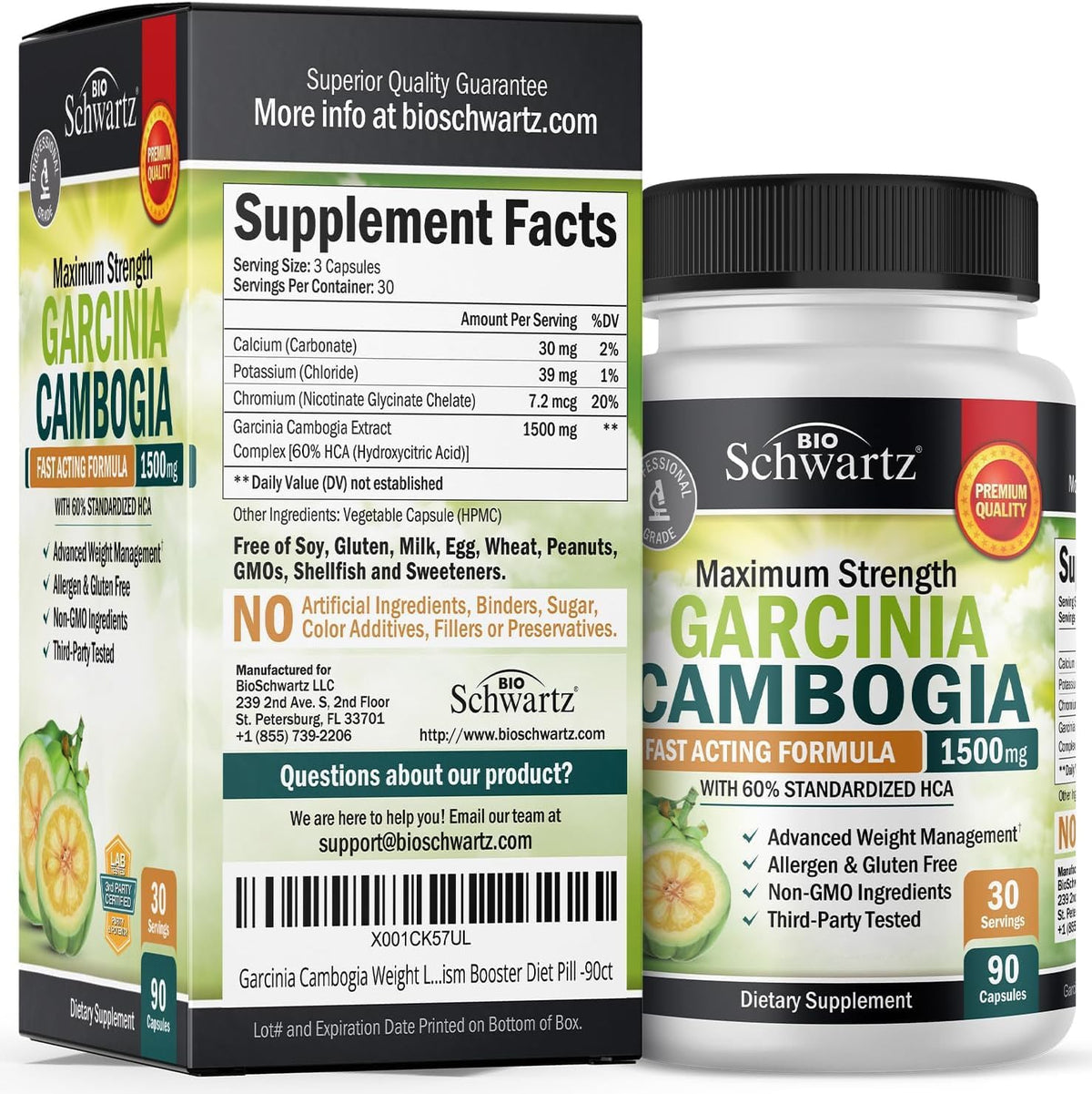 Garcinia Cambogia Weight Loss Pills with 1500mg HCA Pure Extract, 90ct