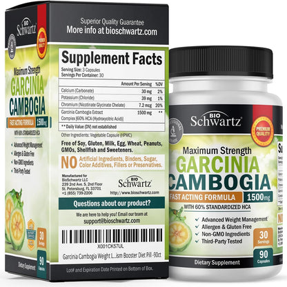Garcinia Cambogia Weight Loss Pills with 1500mg HCA Pure Extract, 90ct