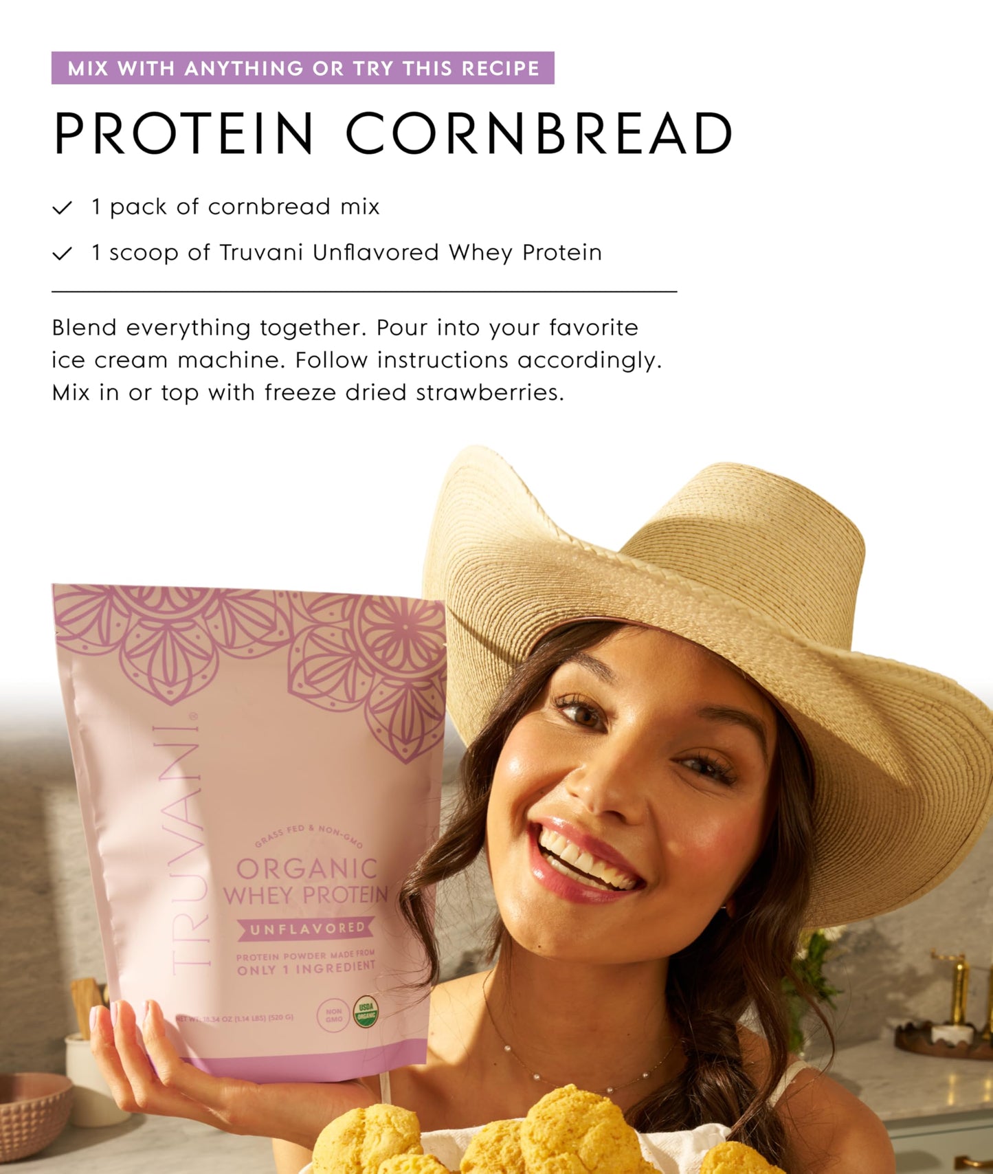 Truvani Organic Whey Protein Powder | Vanilla | 20 Servings | 20g Grass Fed Whey Protein | USDA Organic & Non-GMO | Gluten Free | No Gums, No Soy, No Stevia, No Added Sugars