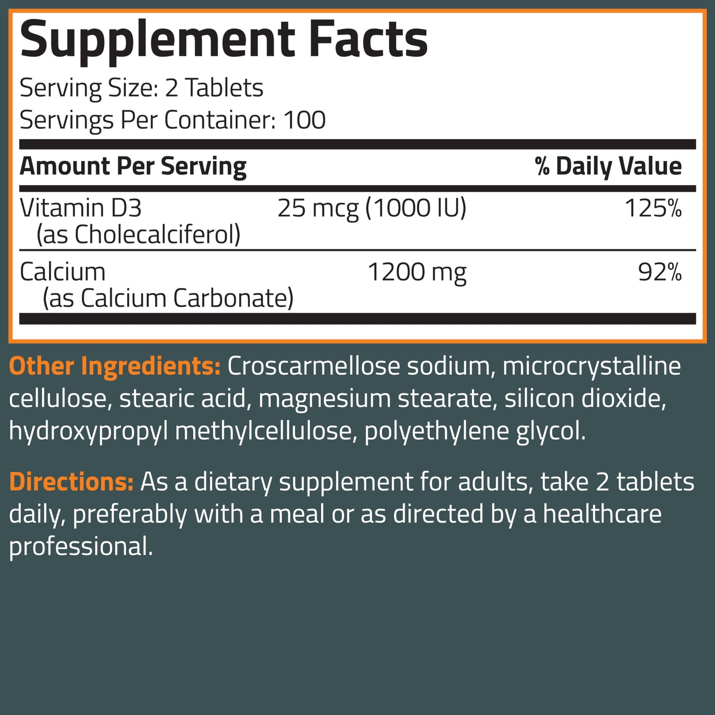 Bronson Calcium 1200 mg + Vitamin D3 1000 IU for Bone Health, 120 Tablets | High Potency Formula, Non-GMO, Gluten-Free & Soy-Free