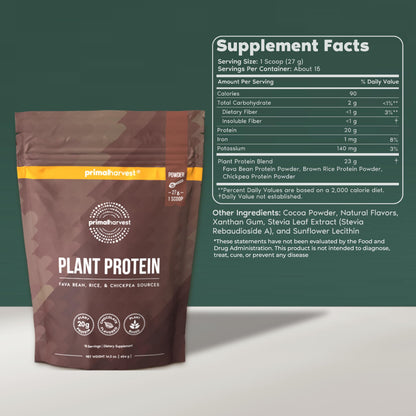 Primal Harvest Protein - Vegan Chocolate Protein Powder, Gluten & Dairy Free